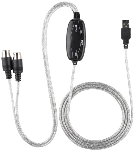 SIXRUN USB MIDI Kabel MIDI zu USB Adapter MIDI Interface 190cm Plug und Play für Keyboard PC Musikaufnahme mit automatischer Treiberinstallation