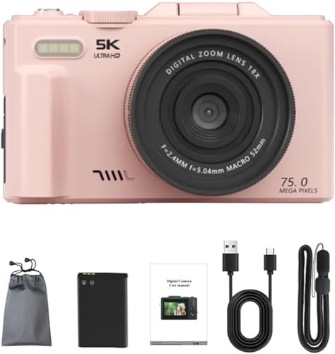 Optinexo 5K Digital Compact Camera (Pink)