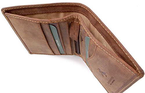 VISCONTI - Petit Portefeuille Homme Cuir - Porte Carte Mince - 6 Emplacements pour Cartes et Poche à Monnaie - RFID - Boîte Cadeau - 705 Arrow - Tanne