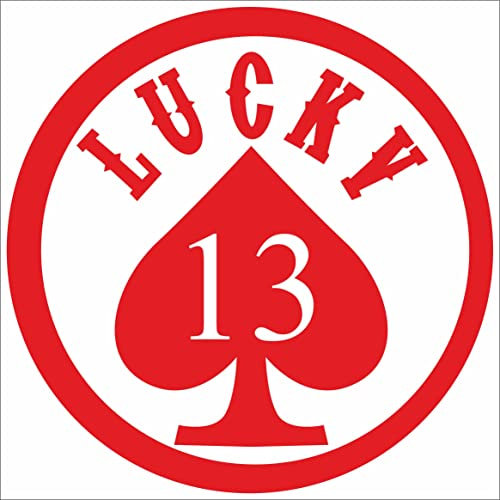 JINTORA - Autoaufkleber Tuning - Auto Aufkleber - Lucky 13-99x99 mm - Auto Aufkleber - Bus - Fenster - Heckscheibe - Camper - wetterfest - Outdoor Sticker Auto Deko LKW - Tuning Selbstklebend - rot