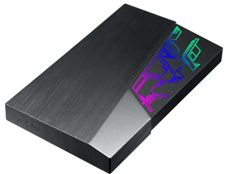 ASUS FX Disque dur externe EHD-A1T 1 To (Aura Sync RGB, 2.5, USB 3.1 Gen.1, AES 256 bit, Auto-back) Noir