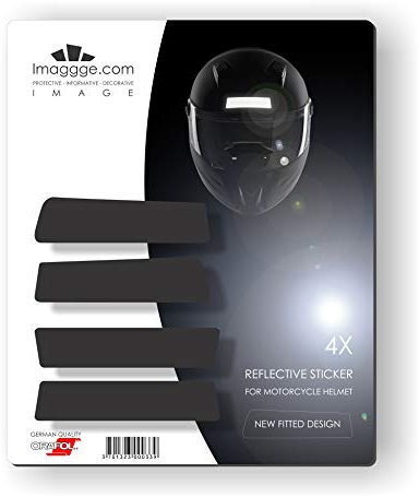 Set mit 4 Reflektorstreifen für Motorradhelm – neue Formen – Deutsche Qualität – Schwarz
