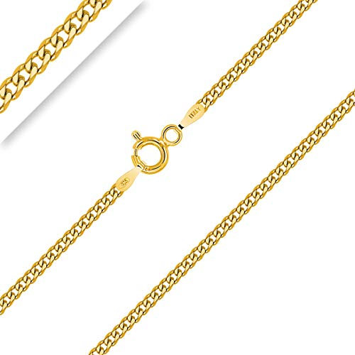 PLANETYS - Flache Panzerkette Diamantiert 925 Sterling Silber 18K Vergoldet Kette - Halskette - 2 mm Breite Längen 40 cm