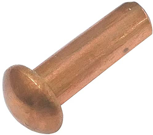 AERZETIX - Set di 50 rivetti in rame Ø2x6mm con testa semitondo - rivetto a testa bombata - rivetto pieno/rivetto a pressione - DIN 660 - C48021
