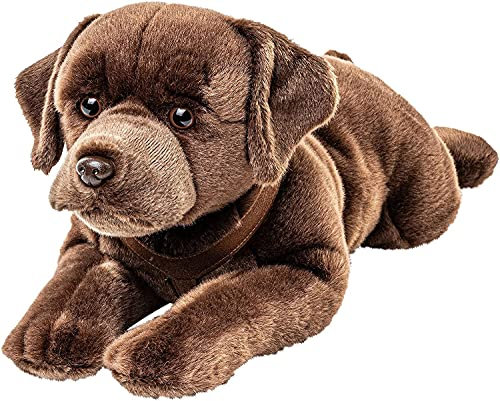 Labrador Dunkelbraun liegend 70 cm Kuscheltier Hund Uni-Toys