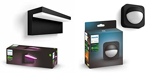 Philips Hue Nyro White and Colour Ambiance LED Smart Outdoor Wall Light for Garden, Patio.Compatible with Alexa, Google Assistant and Apple HomeKit + Outdoor Motion Sensor