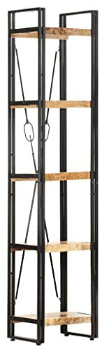 ZQQLVOO Industrie Vintage Bücherregal 5 Fächer,Organizer Bücherschrank,Bookshelf,Würfelregal,Standregal,Pflanzenregal,Raumteiler, 40x30x180 cm Mango Massivholz