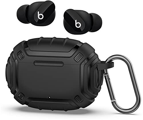 Qoosea Custodia Protettiva per Beats Studio Buds Rugged Antiurto Auricolari Anti-Goccia Completa Protezione Cover con Moschettone LED Anteriore Visibile Case per Beats Studio Buds Ricarica Custodia