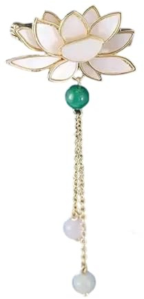 Broche réutilisable avec glands magnétiques diamants fleurs de lotus incrustées accessoire en métal pour tenue de soirée ou occasions spéciales Broche fleurs de lotus qui coulent, taille unique, comme