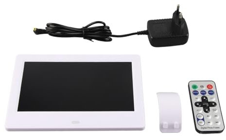 WiFi Digitaler Bilderrahmen, 7 Zoll IPS 1024x600 HD Smart Digitaler Bilderrahmen, Elektrischer Video-Bilderrahmen mit Körpersensor, Diashow, Automatisches Starten und Herunterfahren,(EU Weiß)
