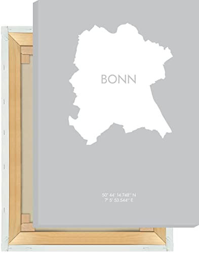 MOTIVISSO Hochwertiger Premium Druck Bonn #6 Umriss Koordinaten | Keilrahmen | 40x50cm, Original, 320g Canvas matt, Premiumfarben | Deko für Deine Wand | Minimalistisch, Modern, Stylisch | Schwarz