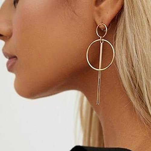 Aneneiceera Boho Große Stab-Creolen, Gold, Kreis, Stab, Tropfen, Vintage, geometrischer Kreis, Stab, Ohrringe, großer runder Kreis, Abschlussball-Ohrringe, Schmuck, Geschenke für Frauen und Mädchen