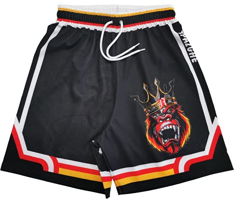 TPAZGHE Basketball-Shorts für Herren, Netzstoff, Fitnessstudio, Sport, Workout, Training, Kordelzug, Retro-Laufshorts mit Taschen, Schwarz, 3X-Groß