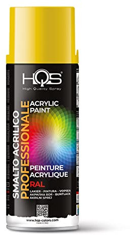 HQS Bombe de peinture acrylique, en aérosol, aux couleurs RAL, RAL 1023, jaune signalisation