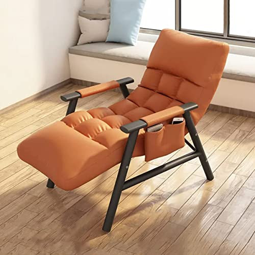YCKEGEW Relaxliege Für Kleinen Raum Sessel Wohnzimmersessel Relaxsessel Einzelsofa Sessel Schlafsessel,Moderner Akzentstuhl Mit Seitentasche, Verstellbare Rückenlehne (Color : Orange)