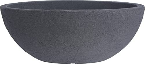 Muddy Hands Large Stone Effect Oval Plant Pot Indoor Home Outdoor Garden Plastic Flower Herb Planter Water Feature (Anthracite)