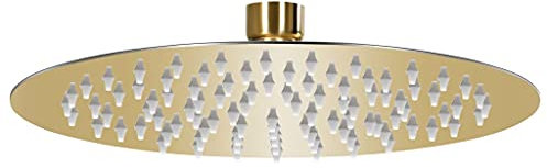 vidaXL Cabezal de Ducha Redondo Efecto Lluvia Cuarto de Baño Accesorio Rociador Boquillas Giratoria Área Amplia Acero INOX Dorado 20 cm