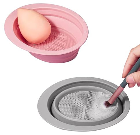 2 Uds. Tazón De Limpieza De Brochas Cosméticas, Alfombrilla De Limpieza De Brochas De Maquillaje Plegable De Silicona, Almohadilla Limpiadora De Brochas De Maquillaje Para Esponja De Brochas De Maquil