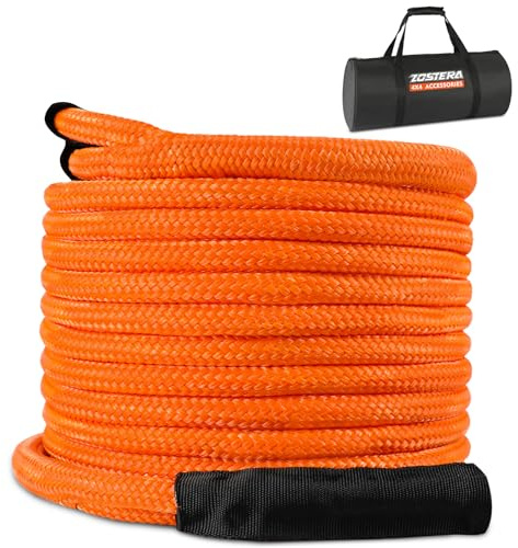 Zostera Kinetic Recovery Tow Rope 1/2 in x 30 FT 10500 lbs Heavy-Duty Offroad Snatch Strap, Vehicle Orange Recovery kit for ATV UTV Snowmobile