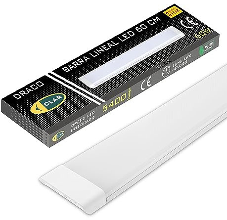 CLAR - Pantalla LED 60 cm, Regleta para Cocina y Techo, Barra de Luz 4000ºK (60W Pack 1)