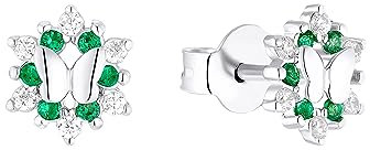 Prinzessin Lillifee Ohrstecker 925 Sterling Silber Mädchen Kinder Ohrschmuck, mit Zirkonia synth., 0,7 cm, Silber, Schmetterling, Kommt in Schmuck Geschenk Box, 2036990