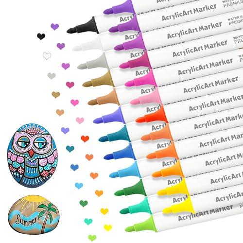 Funnasting Acrylic Paint Pens for Rock Painting, 24 Colors Paint Marker Pens, Art Pens for Glass, Stones, Wood, Drawing Pens for Christmas Easter Egg