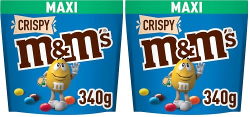 M&M's Crispy Snack en Bolitas de Colores de chocolate crujiente con arroz hinchado, regalo chocolatina (340g) (Paquete de 2)