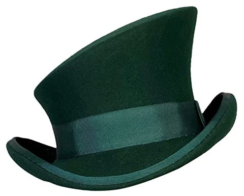 AMDOLE Chapeau d'équipement pour temps froid pour homme et femme - Chapeau punk à vapeur - Chapeau haut de forme tendance avec ruban décoratif - Chapeau de trappeur extra large, Vert, Taille unique
