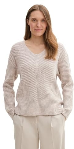 Tom Tailor Damen 1042956 RIPP Strickpullover mit V-Ausschnitt