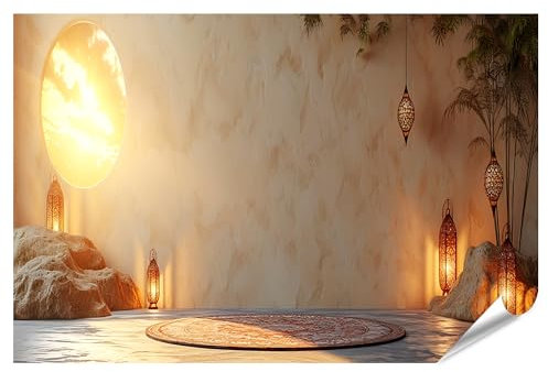 islandburner XXL Bild Poster 3D Wandbild-Design für Ramadan Raya Hari Eid Grußkarte & Banner Wohnzimmer Grafikdesign Studio