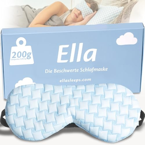 Ella Gewichtet Schlafmaske für Frauen & Herren, Doppelseitiger Stoff Augenmaske Schlafmaske für Warm & Kühle, Lichtblockierende Schlafbrille mit verstellbarem Riemen für Reisen - Sleeping Mask