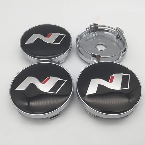 AAmron Nabenkappen für Hyundai N N LINE Sonata Elantra Kona Tucson I30 I20-Radnabenkappen und wasserdichte 4 Stück 60mm, staubdichte Nabenkappen für Felgen, Auto-Styling-Zubehör,B