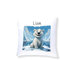 Druckerino Kinder Kuschelkissen mit Namen personalisiert - Geschenkidee - Kinder Kissen mit Namen 40 x 40 cm inkl. Kissenfüllung - personalisierte Geschenke (Eisbär)