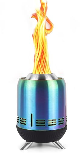 Tragbare Tisch-Feuerstelle, rauchfreie Tisch-Feuerstelle, raucharme Mini-Feuerstelle für den Außenbereich mit Pellets oder Holz, für Stadt und Vorstadt, mit Reisetasche,23.2x16.3