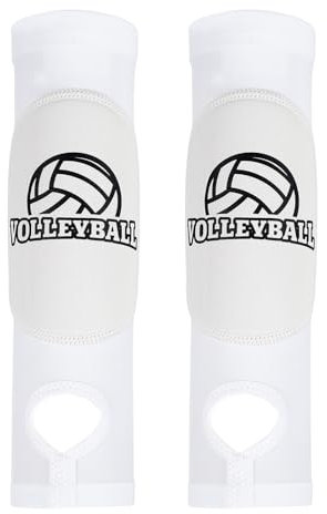 PATIKIL Manicotti Pallavolo, 1 Coppia Manicotti Avambraccio con Cuscinetti Protezione Cuscinetti per Braccia Pallavolo Foro Pollice per Giovani Uomini Donne, Bianco