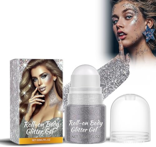 Shimmer Body Highlighter Powder, Shimmer Body Highlighter Powder, Fairy Highlighter Powder Stick, Körper Aufhellen Schimmer Sparkle Für Gesicht Augen Lippen Glow Kosmetik (grau)