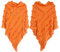 Damen-Kapuzenumhang mit Fransensaum, gehäkelter Poncho, gestrickt, solide für Frauen Stricken Mützen Und Schals (Orange, One Size)