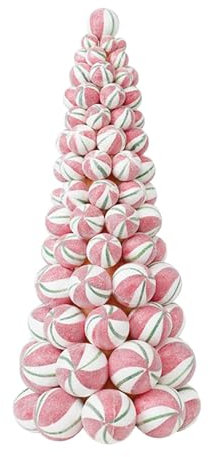 LOVIVER Albero di Natale con palline di Natale Collezione di decorazioni natalizie Decorazioni da tavola Albero di Natale da tavolo Palline di Natale, Rosa Bianco