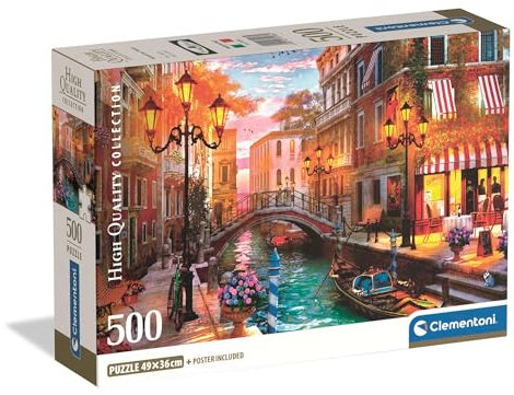 Clementoni Puzzle Collection - Sunset Over Venice 500 Stücke, Compact Box - Puzzle für Erwachsene 14-99 Jahre, Geschenk für Mann und Frau, Made in Italy, 35586