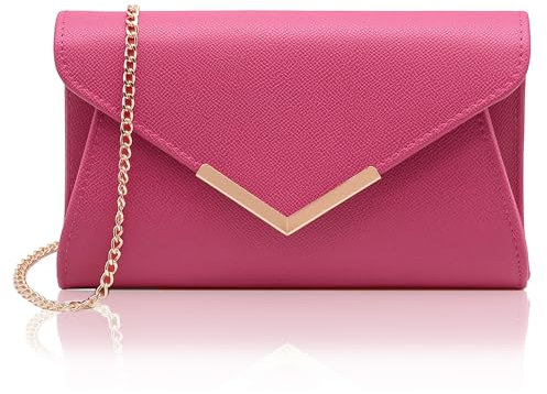 Milisente Clutch-Taschen für Damen, Hochzeit, Leder, Abendtasche, Metallic, Schultertasche, hot pink