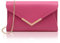 Milisente Clutch-Taschen für Damen, Hochzeit, Leder, Abendtasche, Metallic, Schultertasche, hot pink