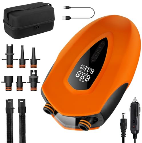 Sup Pumpe Elektrisch mit Akku 20PSI, 12000mAh Wiederaufladbar Tragbare SUP Luftpumpe, Intelligente Inflation/Deflation, Elektrische Luftpumpe Sup für SUP-Boards, Kajak, Zelt, Matratze