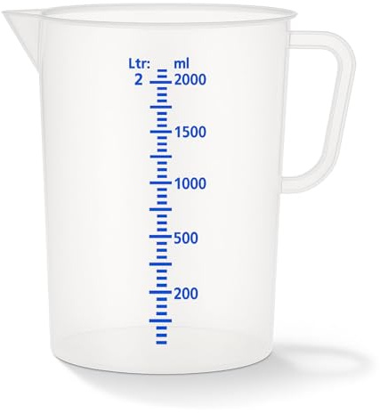 Weedness Grow Messbecher 2000 ml aus Kunststoff - Grow Dünger Dosierung Klein Cocktail Bar Küche Dosierhilfe