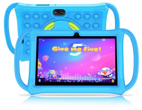 PRITOM Kids Tablets 7 inch, 32 GB, 2 GB RAM, Toddler Tablet with Un-Zipped Case, WiFi, Dual Camera, Education, Games, Kids Software Pre-Installed, Parental Control (Blue)
