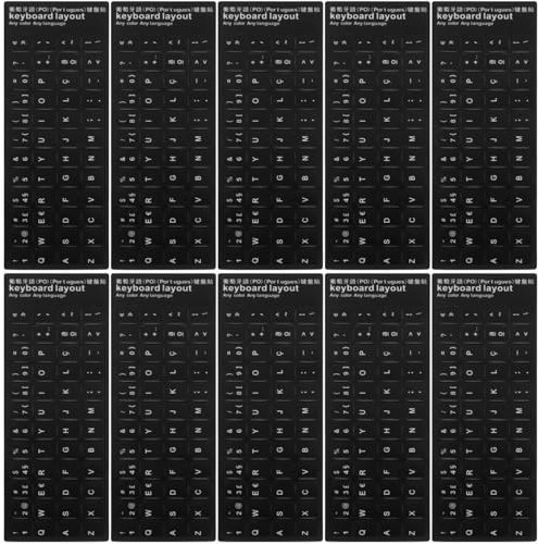 LABRIMP Pegatinas de Teclado en Portugués para Computadora | 10 piezas, letras , protectoras, accesorios de reemplazo, para laptop, fácil instalación, compatibles con teclados