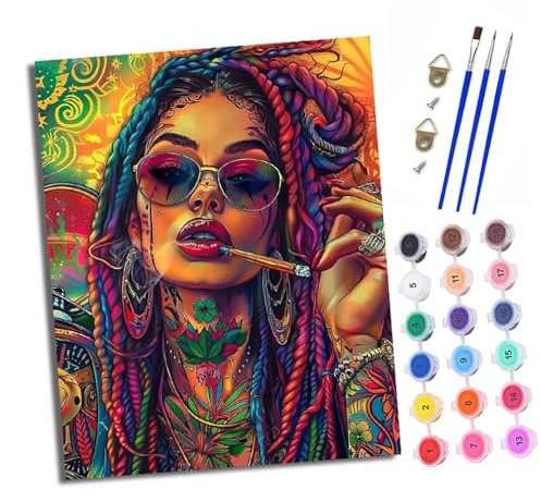 XXHXIE Peinture par Numéros pour Adulte Peinture par Numero pour et Adulte Fille de Street Art DIY Peinture Acrylique Débutants Facile sur Toile Peintures et Pinceaux