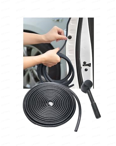 JHCHAN Universal Car Door Edge Protector w Hammer | Auto Anti-Scratch Edging Rubber Trim Stripe Guard | Weatherproof & Self-Installing (Black,10M)