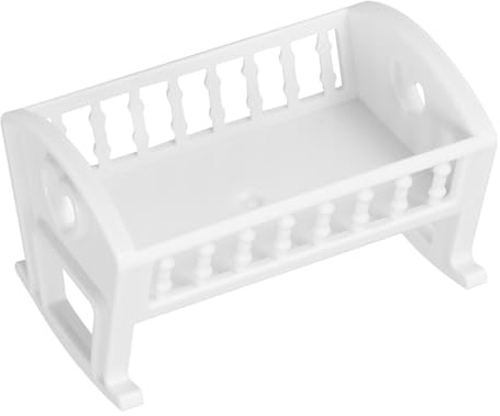 Hohopeti Miniature Doll House Crib Kit White Mini Cot Doll House Furniture Accessory for Bedroom Scene Decoration Realistic Scale Cot Ornament