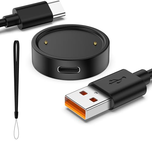 Vancle Ladekabel Ladegerät Kompatibel mit Amazfit GTR 3 & GTR 3 Pro & GTR 4 & GTS 3, Magnetisch Ersatz Ladegerät mit 1M USB Kabel, Smartwatch Ladekabel Ladestation (Schwarz)