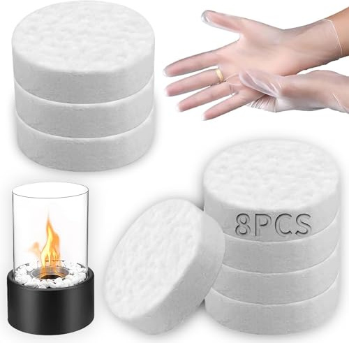8 Stück Keramikwolle für Bioethanol, 86 x 86 x 25mm Keramikfasermatte, Ethanol Ceramic Wool, Brennwatte, Keramische Wolle, Bioethanol Watte, für Bio Ethanol Kaminofen Indoor Gel Tischkamin